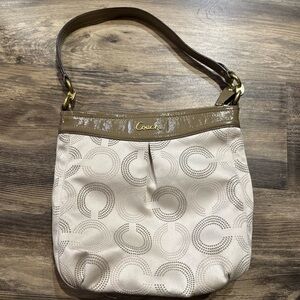 Coach Chic Cream and Brown Shoulder Bag